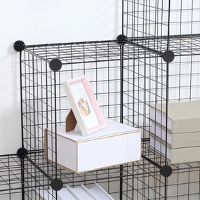 HOMCOM Regał z metalowych kostek, Dostosowywalna szafa na ubrania, książki, zabawki, elastyczny, 109L x 37B x 109H cm, Czarny