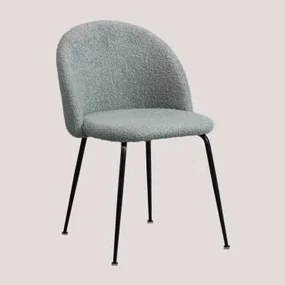 Zestaw 4 Szenilowych Krzeseł Do Jadalni Kana Design Seledyn & Czarny - Sklum