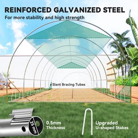 Outsunny Szklarnia Polytunelowa 6 x 3 x 2 m z Siatką Przeciwsłoneczną, Rolowanymi Bocznymi Ścianami, Pokrywą z Tworzywa, Stalowym Ramą, Zielona