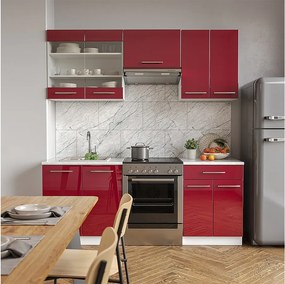 Aneks kuchenny bordowa czerwień wysoki połysk 200x46x81.6 fame-line