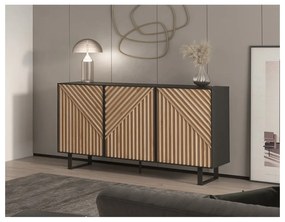 Czarno-naturalna komoda w dekorze dębu 151x80x40 cm Alana – Marckeric