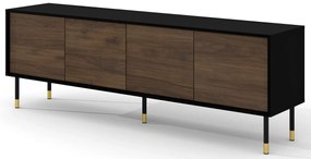 Frezowana szafka pod TV czarny + dąb catania M8-S99