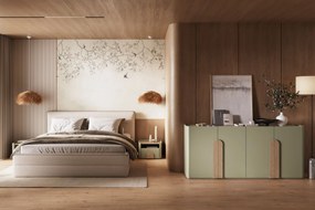 Komoda czterodrzwiowa Amilio 200 cm - eukaliptus / dąb baltic dune / uchwyty dąb naturalny