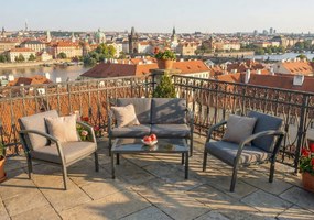 Doppler BELLARIA LOUNGE ogrodowy zestaw wypoczynkowy 2+1+1 czarny/szary