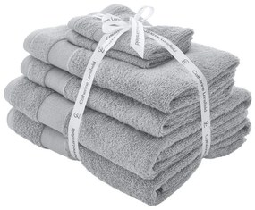 Jasnoszare bawełniane ręczniki frotte zestaw 6 szt. Anti-Bacterial – Catherine Lansfield