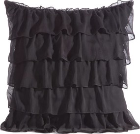 Czarna poszewka dekoracyjna z falbankami Daisy