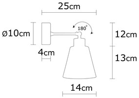 Czarno-naturalny kinkiet ø 14 cm Manavgat – Opviq lights