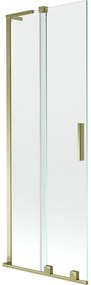 Mexen Velar L parawan nawannowy 2-skrzydłowy rozsuwany 75 x 150 cm, transparent, złoty - 896-075-003-01-50