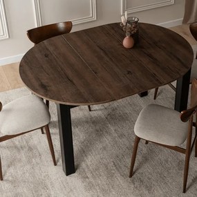 Stół Okrągły Rozkładany HARRY 102-142 cm Orzech/Czarny Loft