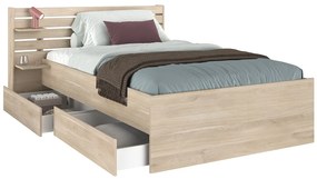 Łóżko 120 x 190 cm ze skrzynią - Kolor: Naturalny - TENALIA
