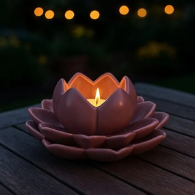 Świecznik na tealight kwiat lotosu z porcelany, 12,5 x 13 x 6,5 cm