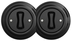 Kliklap - Dwukrotny retro włącznik jednobiegunowy z ramką nr 1, czarny