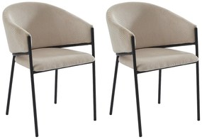 Zestaw 2 krzeseł z podłokietnikami ze sztruksu i czarnego metalu - Kremowy - ORDIDA marki Pascal Morabito