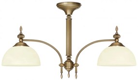 Niski żyrandol mosiężny z dwoma kloszami H-S2KN