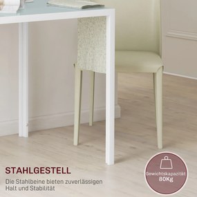 HOMCOM Kwadratowy Stół dla 4 Osób, Blat z Hartowanego Szkła, do Kuchni i Jadalni, 75 x 75 x 75 cm, Biały