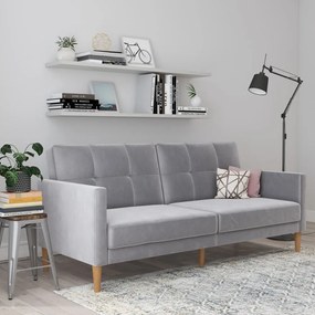 Jasnoszara aksamitna rozkładana sofa 207 cm Lilly – Støraa