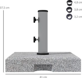Outsunny Podstawa pod Parasol z Granitu, 28 kg, Koła, dla Masztów 32/38/48mm, Szary