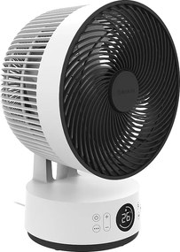 Cichy wentylator stołowy MEACO MeacoFan Sefte 10", silnik bezszczotkowy, oscylacja H/V i podświetlany biały pilot.