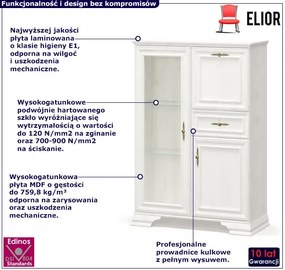 Biała komoda z witryną w stylu angielskim - Fiorino 6X