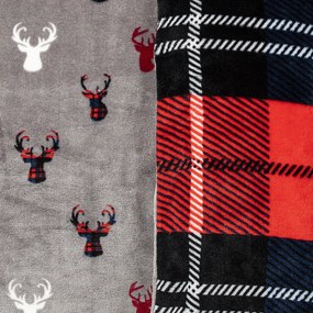 4Home Pościel mikroflanela Krata czerwony, 140 x 220 cm, 70 x 90 cm