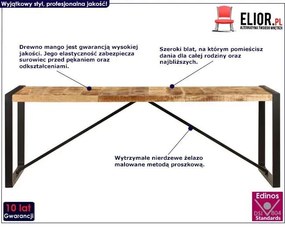 Brązowy stół w stylu loftowym 100x220 Corina 6X