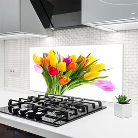 Panel Szklany do Kuchni Kolorowe Pole Tulipanów