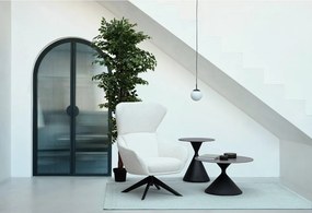 Czarny okrągły stolik z blatem w dekorze marmuru ø 70 cm Joona – Bizzotto