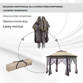 Składany Pawilon Outsunny 4x4m z Podwójnym Dachem, Wodoodporny i UV-Odporny, Idealny na Ogrodowe Imprezy, z 6 Odpinanymi Ścianami