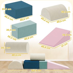 AIYAPLAY Zestaw zabawkowy z 5 blokami piankowymi dla dzieci z odpinanymi pokrowcami, psychomotorycznymi blokami do wspinania i raczkowania, wielokolorowy