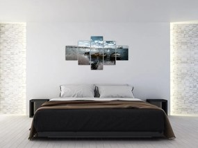 Obraz - Drewniane łodzie na jeziorze (125x70 cm)