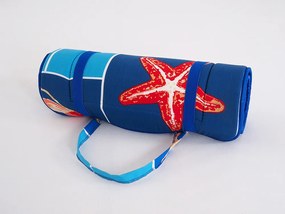 Leżak plażowy w rolce GWIAZDY 148x52 cm, niebieski