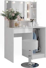 Stół do toalety biały/biały wysoki połysk 89.8x50.1x76 sherry