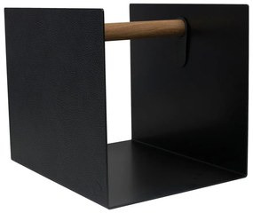 Czarny/antracytowy metalowy/ze skóry ekologicznej pojemnik dekoracyjny 32x38x31 cm Hippo – LIND DNA