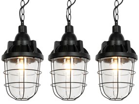 Zestaw 3 lamp wiszących w stylu industrialnym czarnych - CabinPrzemysłowy Oswietlenie wewnetrzne