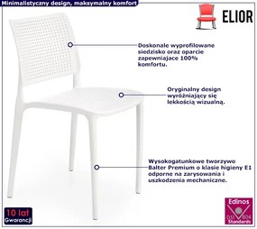 Białe minimalistyczne krzesło sztaplowane - Pięciopoziomowa