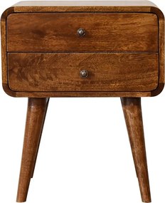 Artisan Furniture Orzechowa zakrzywiona szafka nocna z 2 szufladami, sypialnia