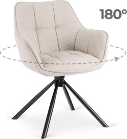 Krzesło Tapicerowane Obrotowe PEONY 2 Beżowe Nowoczesne Loft