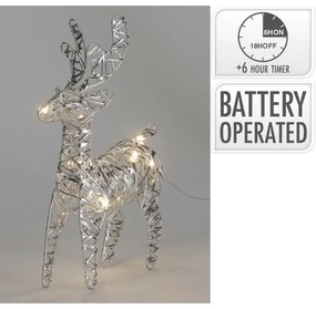 Świąteczny renifer świecący Silver, 21 x 14 cm, 30 mikro LED, na baterie