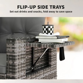 Outsunny Rattanowa sofa 2-osobowa z poduszkami, składane boczne stoliki, jasnoszary | Aosom PL