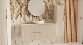 Szafka pod umywalkę WENA, z 2 drzwiami i 2 szufladami, ryflowane fronty, Willy, 140x60x47 cm, Kaszmir