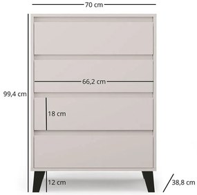 Kaszmirowa komoda z 4 szufladami na nóżkach - Bilgo 5X