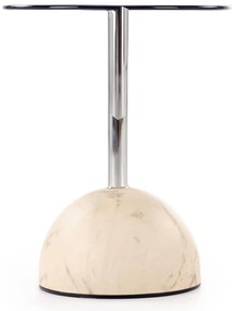 Okrągła mała ława, szklany blat, beżowy marmur/szkło brąz 40/51 ARIANA