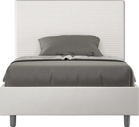 Łóżko bez stelaża tapicerowane 140x190 sztucznej skóry biały Focus