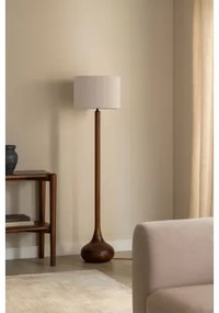 Lampa Podłogowa Z Drewna Mango Adelaide Ciemny Drewniany Uchwyt & Biały Łamany Ø40 Cm - ↑30 Cm Arlina - Sklum