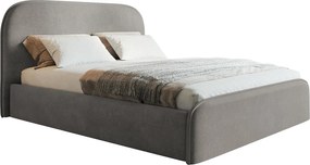 Łóżko tapicerowane 180x200 Wendra - stelaż drewniany, okrągłe zagłowie, welur - jasny szary (Amor Velvet 4318)