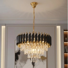 Brilagi - Żyrandol na łańcuchu ECLIPSE 7xE14/10W/230V Ø 48 cm czarny/złoty