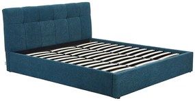 Łóżko ze skrzynią  180 x 200 cm - Tkanina z bukli  - Ciemnoturkusowy - MAZIRI