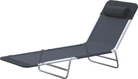 Outsunny Składany Leżak Ogrodowy Czarny Elegancja i Wygoda 182x56x28cm | Aosom PL