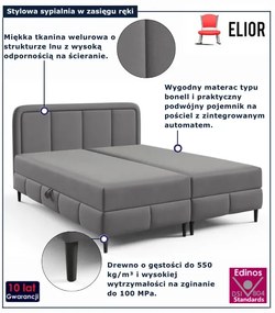 Szare łóżko kontynentalne dwuosobowe z zagłówkiem - 5 rozmiarów T5-Z81