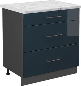 Szafka dolna do kuchni ciemnoniebieski wysoki połysk 80x60x82 fame-line